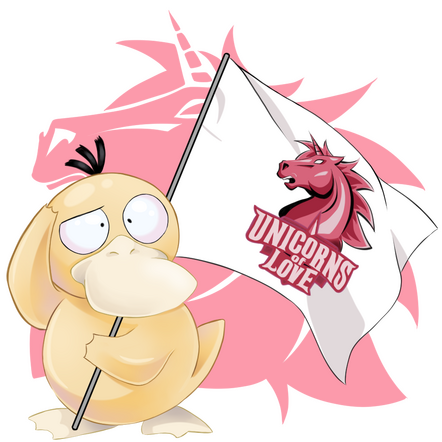 Psyduck with Unicorns of Love Flag